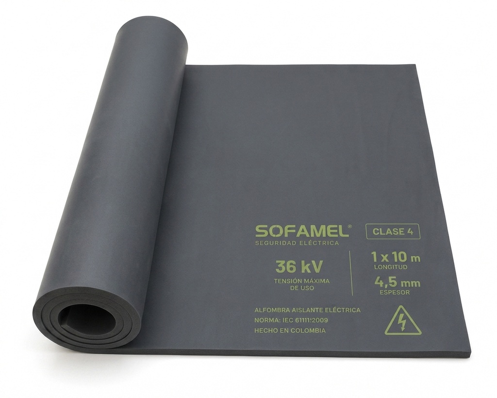 Alfombra Clase 4 36kV 1x10m Espesor 4,5mm SOFAMEL