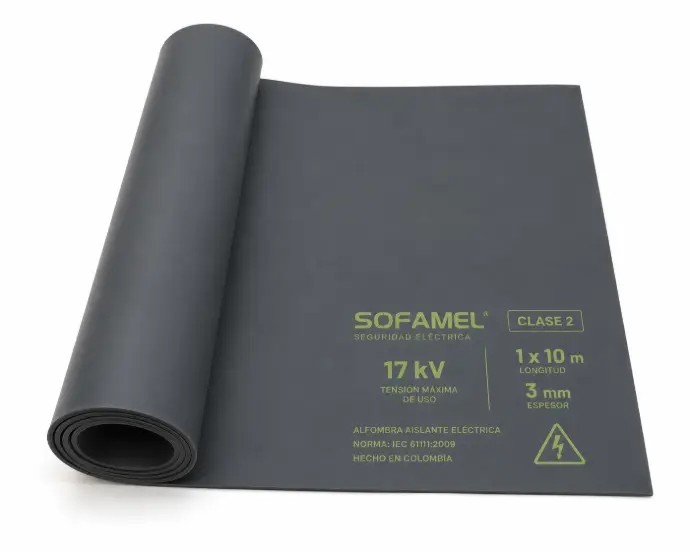 Alfombra Clase 2 17kV 1x10m Espesor 3mm SOFAMEL