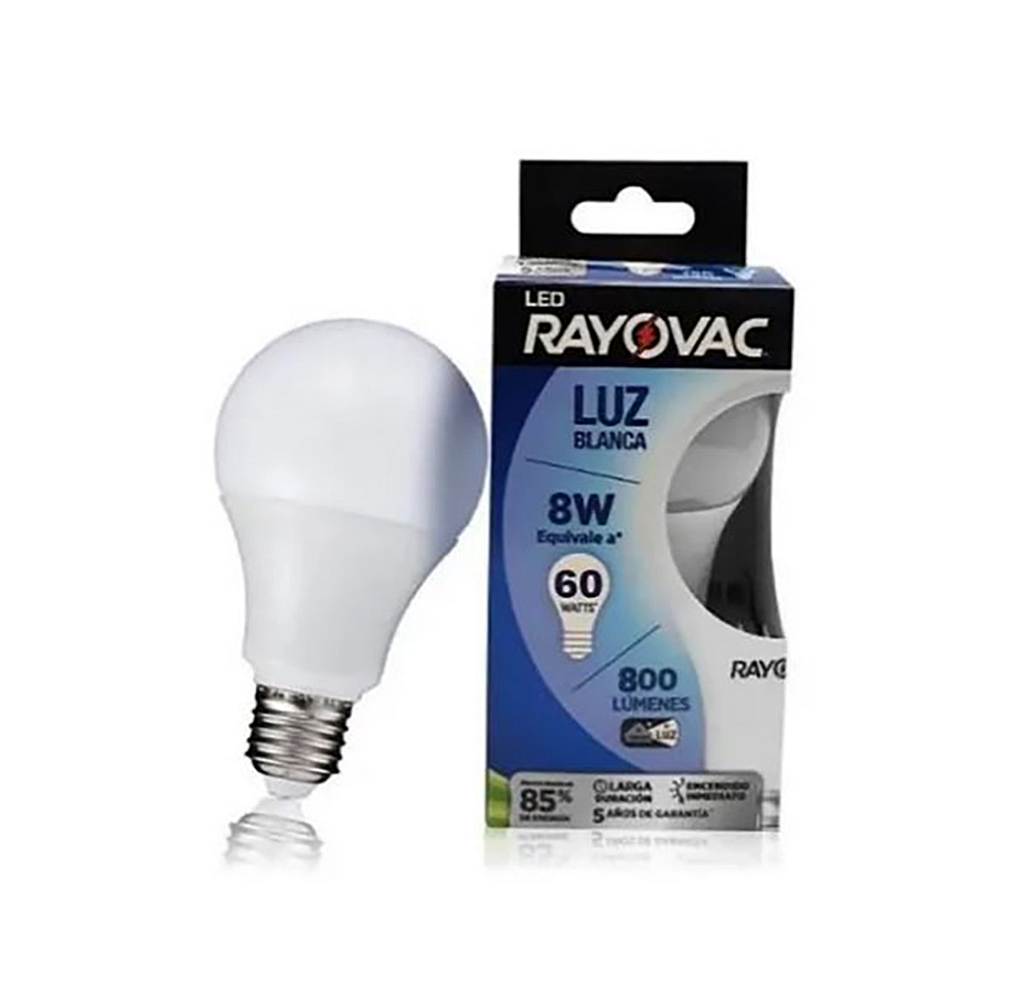 Ampolleta E27 A60 LED 8W 100-220v 50-60Hz